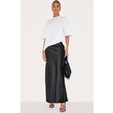 Black - Short Skirts PrettyLittleThing Satin Floaty Maxi Skirt - Black
