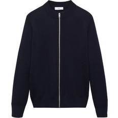 Blue - Men Cardigans Mango Zipped Knit Cardigan - Dark Navy