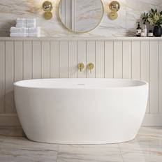 Bathtubs Rosa Matt White Freestanding Double Ended Bath 1500 x 725mm