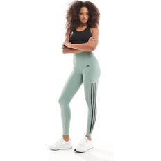 Dame - Sølv Tights adidas Optime 3-Stripes Full-Length Tights - Sølvgrønne