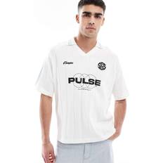 Bershka Polo Shirts Bershka Knitted Retro Polo - White