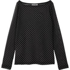 110/116 Bluser & Tunikaer Børnetøj Name It Mesh Langærmet Bluse Silje - Black Dot