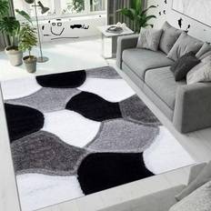 Ivy Bronx 3D Shaggy Rugs Modern Geometric Design Large Area Rugs 200 x 290 cm Black, White