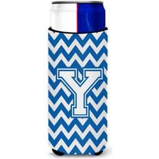 Blue Bottle Coolers Caroline's Treasures Letter Y Chevron Blue and White Ultra Beverage Insulators for Slim Cans CJ1045-YMUK Bottle Cooler