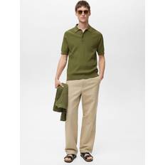 Men - Modal Polo Shirts Mango Ribbed Poloshirt - Green