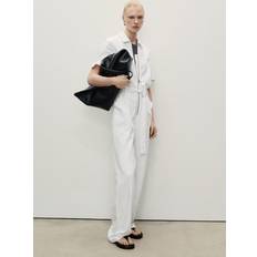 Mango Denim Jumpsuit Belt - White