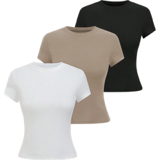Shein Women's Summer Solid Color Crew Neck Short Sleeve Casual T-Shirt