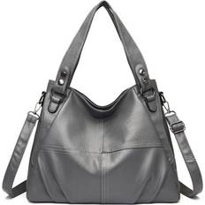Pleated Handbag Women's All-match Shoulder Messenger Tote Bag - Grey
