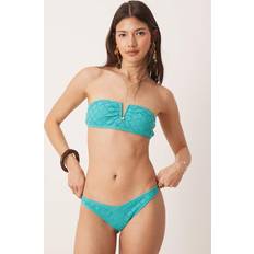 Turquoise - Women Swimwear Stradivarius Crochet Brazilian Bikini Bottom - Turquoise