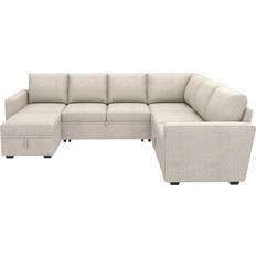 Latitude Run Niyona U Shaped Sleeper Bed 35 H x 106.2 W x 83.4 D in White Brown Sofa 106.2" 7pcs