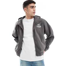 Pull&Bear Overtøj Pull&Bear Sweatjakke Med Gennemgående Lynlås - Taupe/Sort/Hvid