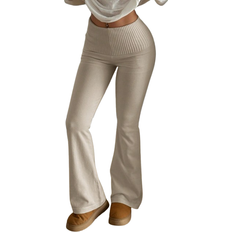 Shein Apricot High Waist Skinny Bell-Bottom Pants - Women's