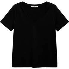 Mango Dam T-shirts Mango Vneck Cotton T-shirt Dam Kortärmade T-shirts - Black