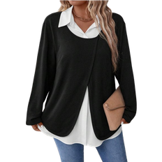 Shein Plus Casual Colorblock Patchwork In Shirt