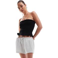 Linen - Women Shorts Stradivarius STR Linen Look Drawstring Short In Stripe - Multi