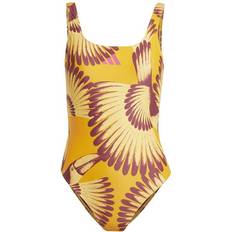 Women - Yellow Swimsuits adidas x Farm 3-Stripes Swimsuit - Bright Orange/Pulse Lime