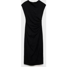 Mango Draped Straight Dress - Black