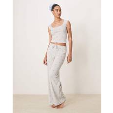 Gina Tricot Underwear Gina Tricot Mix And Match Pointelle Embroidered Edge Cotton Pyjama Bottoms - Grey Melange