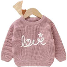 6-9M Koftor Shein Baby Girl Letter Pattern Drop Shoulder Sweater