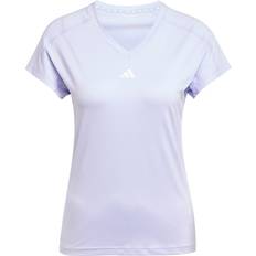 Purple T-shirts adidas Aeroready Train Essentials Minimal Branding V-Neck T-Shirt - Violet Tone/White