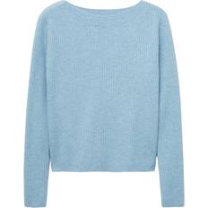Mango Överdelar Mango Brule Boat Neck Ribbed Sweater Dam - Lt Pastel Blue