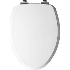 Chesterfield Leather Slow Close Elongated White Molded Wood Toilet Seat