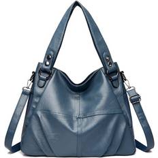 Pleated Handbag Women's All-match Shoulder Messenger Tote Bag - Blue