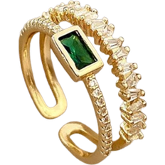 Shein pc Stylish Versatile Doublelayered Forest Green Cubic Zirconia Ring With Unique Design