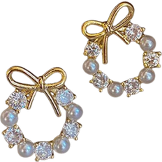 Shein pair French Style Elegant Fashionable Imitate Faux Pearl Womens Ear Studs Versatile And Delicate For Daily Wear