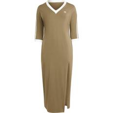 adidas Classics 3-Stripes Adicolor V-Neck Maxi Dress - Olive Green