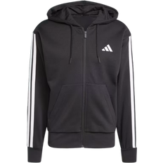 adidas Essential Three Stripes Fleece Hoodie - Black/White