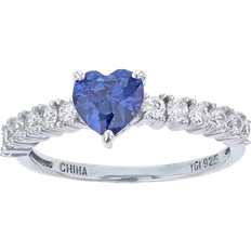 Macy's Red, Green, Purple, or White Heart Cubic Zirconia Ring in Rhodium Plated Sterling Silver Purple