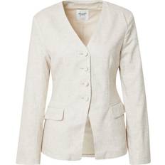 Abercrombie & Fitch Blazers Abercrombie & Fitch Collarless Nipped Linen Blazer Oatmeal