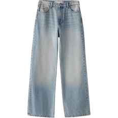 Bershka Blå ljustvättade och baggy jeans med hög midja och vida ben