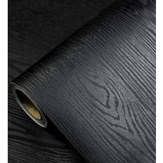 Tiltil Black Wood Wallpaper Peel and Stick Wallpaper Wood Black Wood Self-Adhesive & Removable Wallpaper for Countertop Furniture Kitchen Wall, Realistic Wood Sensation, Easy to Clean, 17.7” ×197”Vinyl
