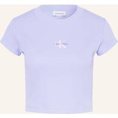 Purple T-shirts Calvin Klein Slim Cropped Monogram T-shirt