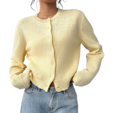 Shein Lässige Einfarbige Damen Cardigan Pullover - Einfarbig