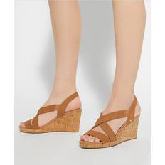 Læder Sandaler med hæl Dune London Kamies Cross Strap Kilehæle Sandaler - Brown Dark