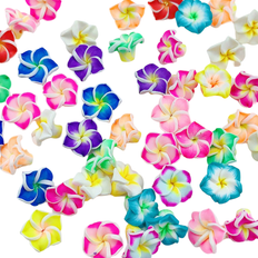 Shein 20pcs Soft Clay Colorful Flower Shaped Beads For Diy Jewelry Making, Random Color