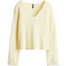 H&M Gul Finstrikket V-ringet Genser - Gul