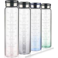 Cleesmil Glas 1 L Med Sugrör Vattenflaska 1L