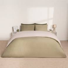 Brentfords Reversible Set Natural Sage King Duvet Cover Green, Natural (230x220cm)