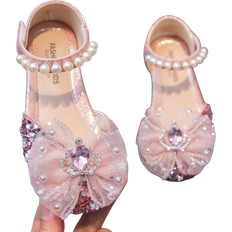 Shein Kids' Flat Shoes With Rhinestone Fashionable Girls' Princess Single Shoes