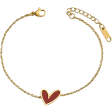 Shein pc Gold Plated Real White Inlaid Heart Stainless Steel Womens Bracelet