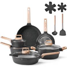 Cookware VEVOR 17 Piece Pots and Pans Granite Nonstick Kitchen Black Cookware Set