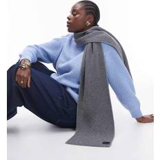 AllSaints Accessories AllSaints Ribbed Leather Logo Scarf - Grey Marl