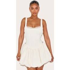 White Corsets PrettyLittleThing Shape Cream Lace Trim Corset Top - White