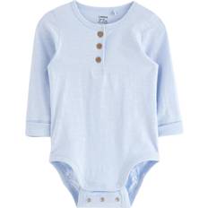 Lindex Børnetøj Lindex Baby Long Sleeve Henley Bodysuit - Light Blue