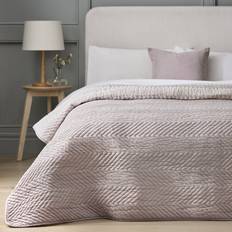 Argos Home Herringbone Quilted 200x220 cm Blush Bedspread Pink
