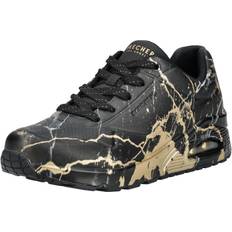 Skechers Synthetic Leather Trainers Skechers Uno Duraleather Marble Printed Trainer - Black
